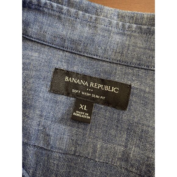 Chambray Shirt XL Banana Republic Soft Wash Slim Fit - Picture 7 of 9
